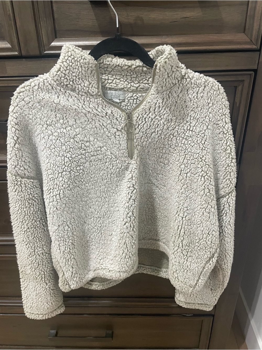 Women's Cream Sherpa Half-Zip Pullover Jacket